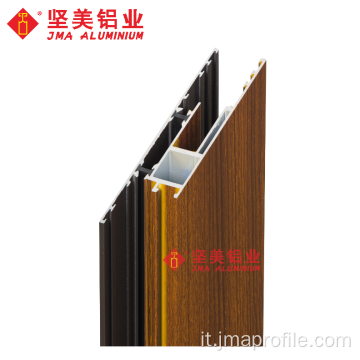 Profilo di estrusione in alluminio stampato in legno per porte